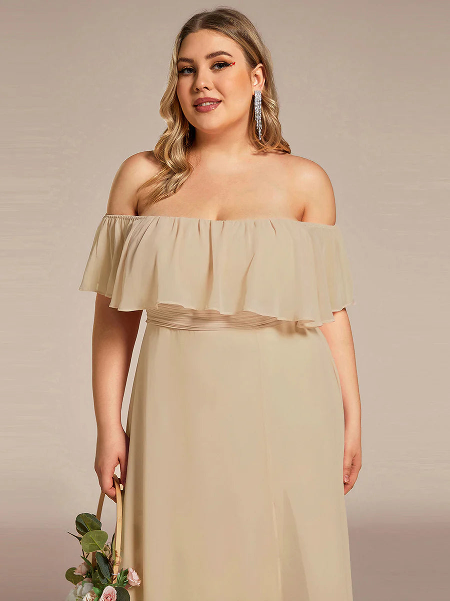 Women's Plus Size Ruffle Thigh Split Wholesale Bridesmaid Dresses