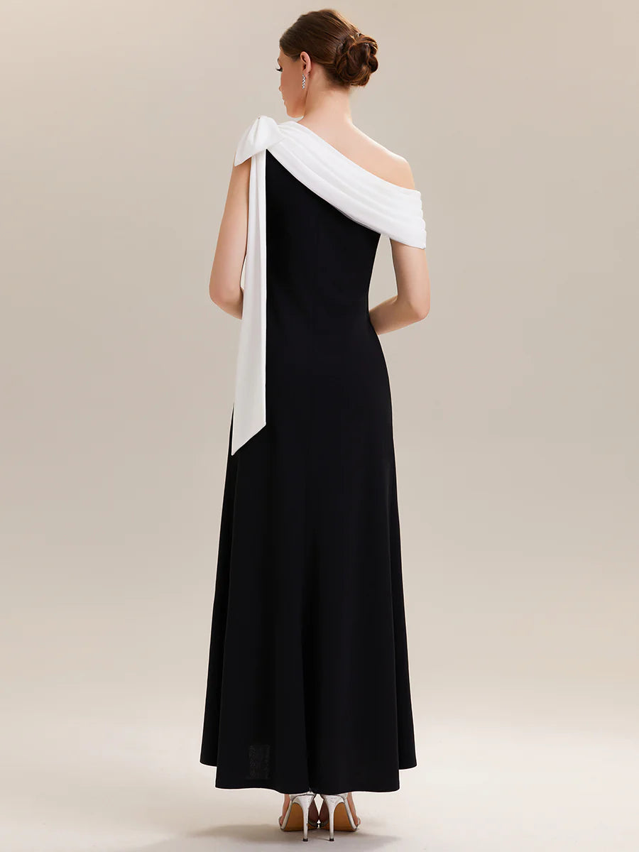 B2B-Exclusive Asymmetrical Sleeveless High Stretch Sheath Floor Length Wedding Guest Dress