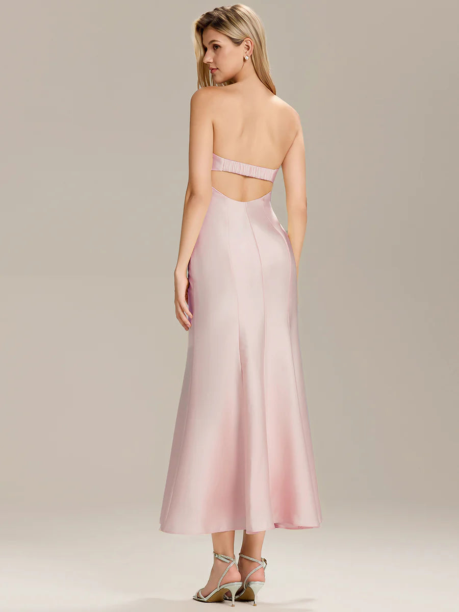 Strapless Fishtail High Stretch Maxi Wedding Guest Dress