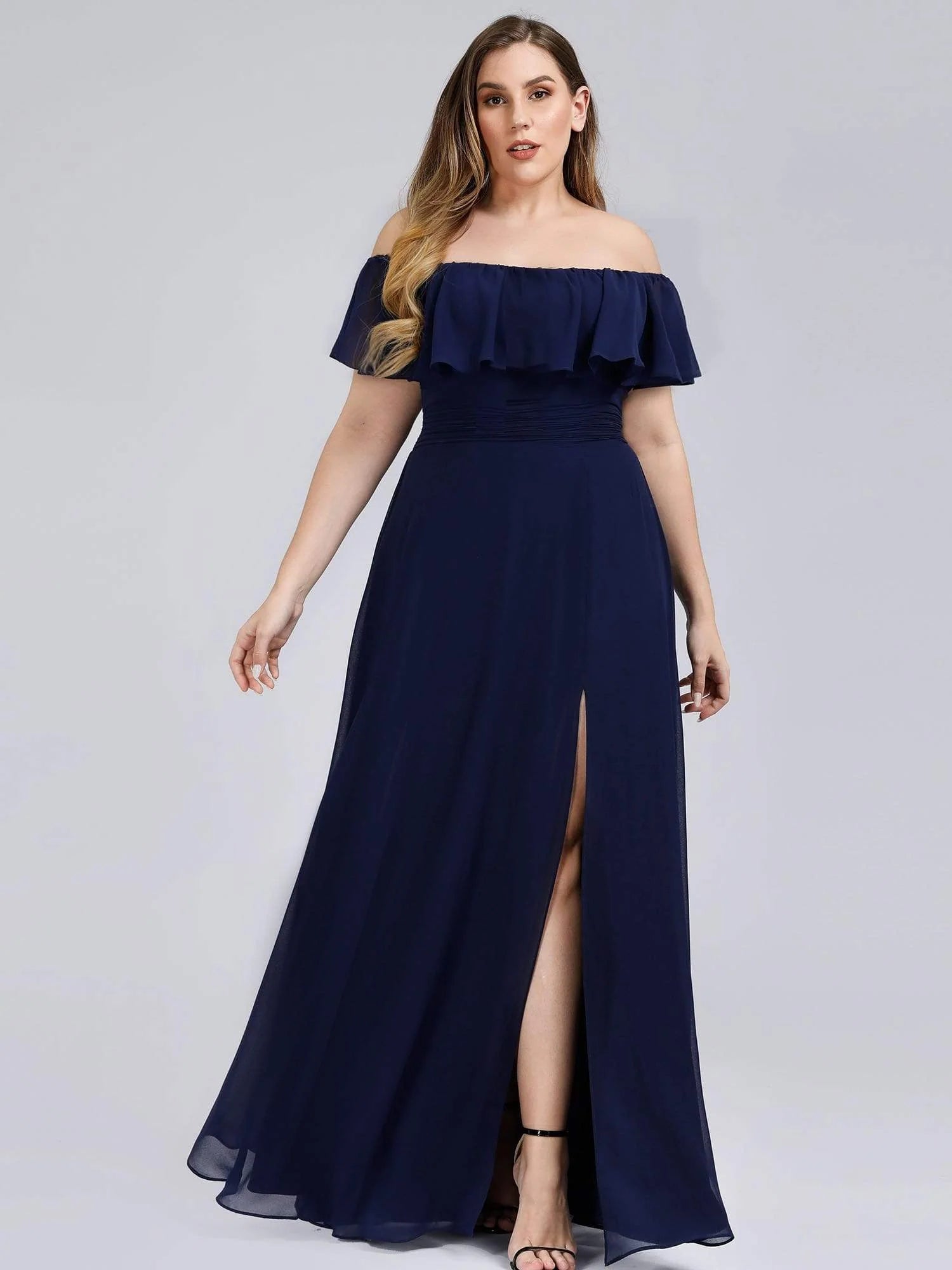 Women's Plus Size Ruffle Thigh Split Wholesale Bridesmaid Dresses