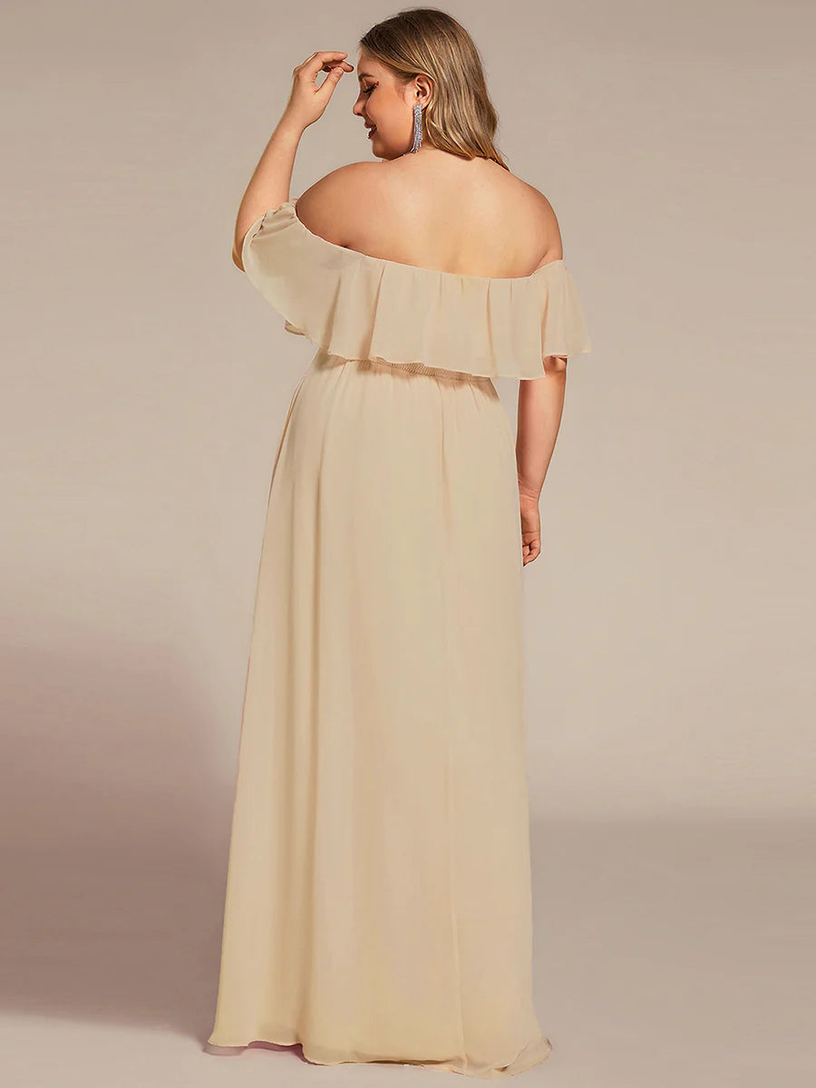 Women's Plus Size Ruffle Thigh Split Wholesale Bridesmaid Dresses