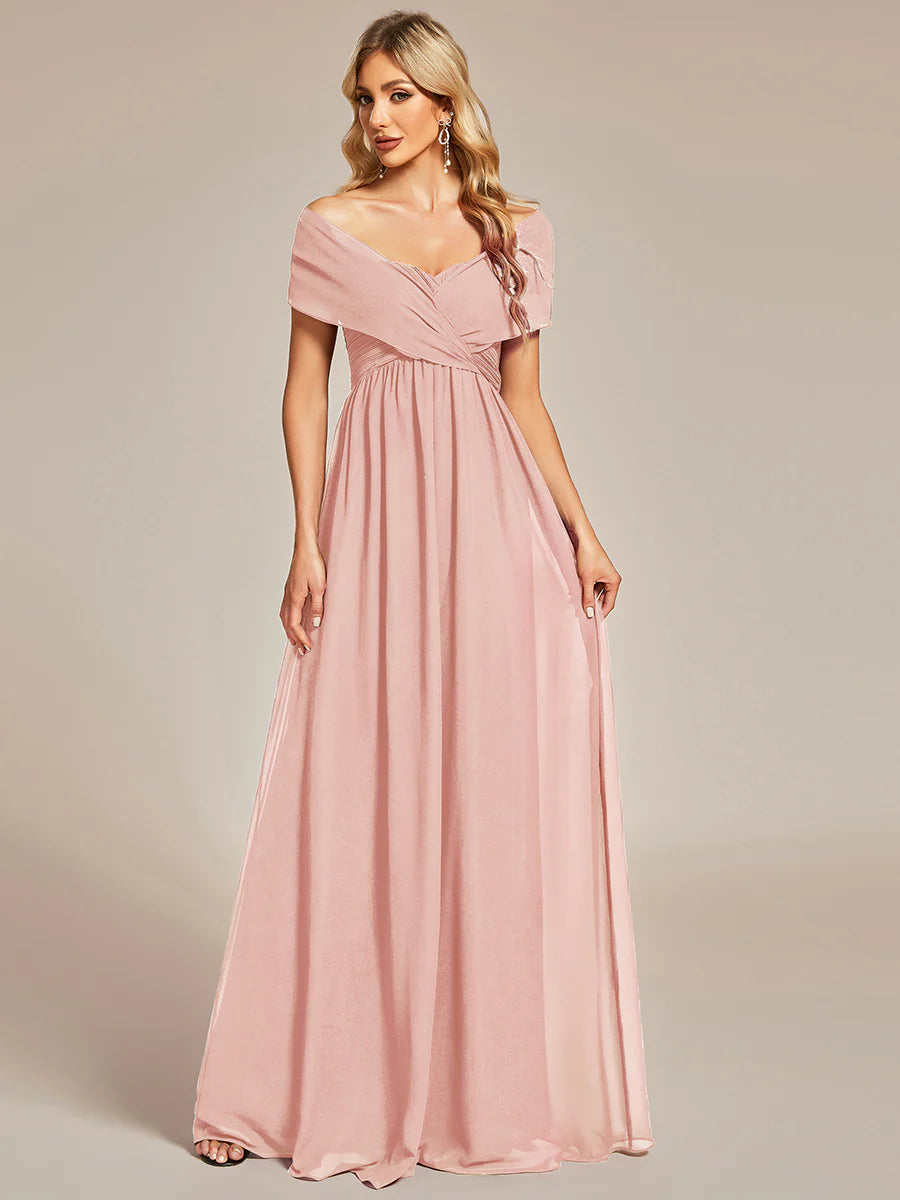 A-Line Chiffon Floor Length Wholesale Bridesmaid Dresses