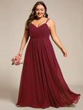 Plus Size Sleeveless V-Neck Appliques A-Line Floor Length Bridesmaid Dresses