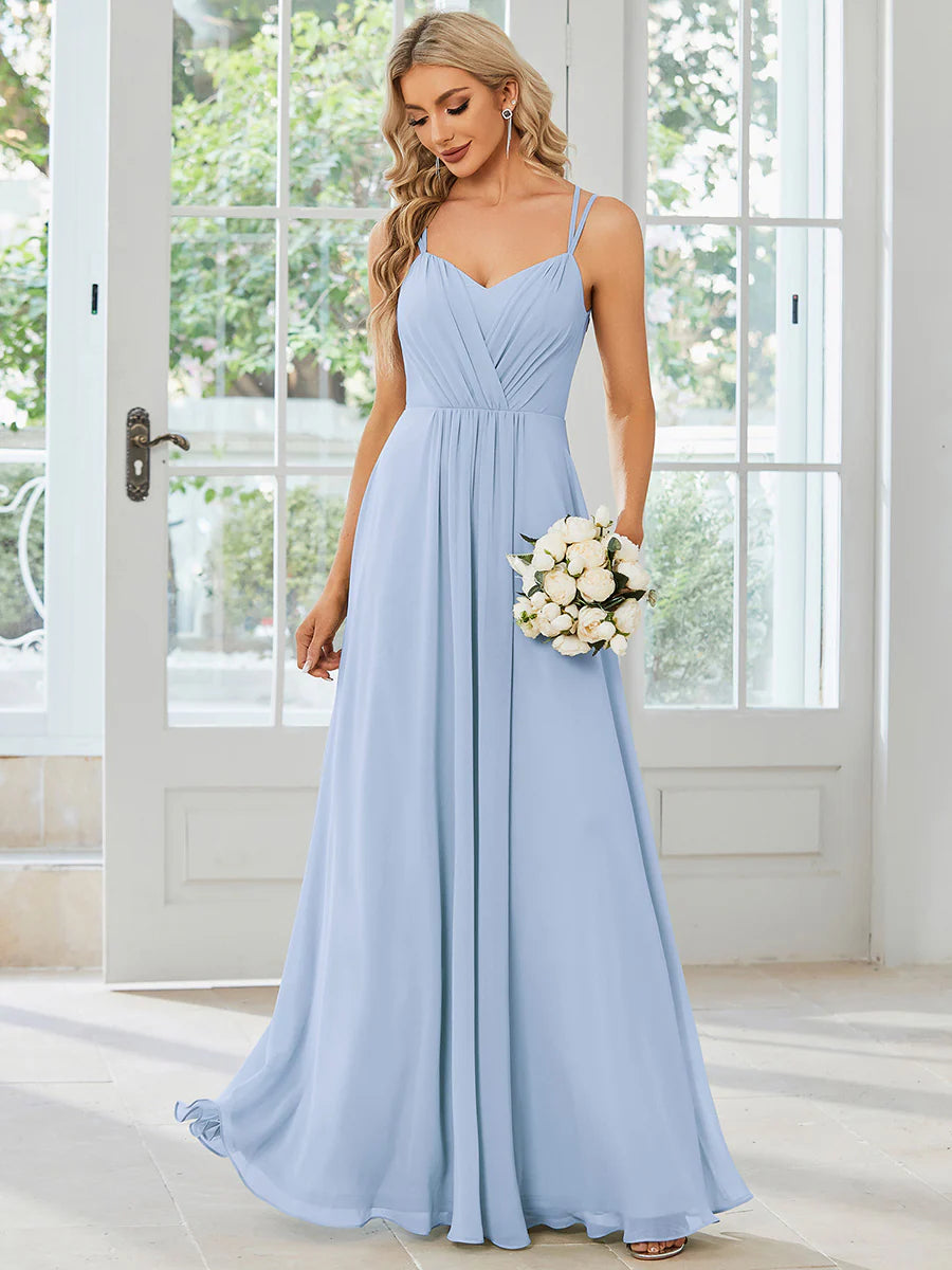 Lace V Back Chiffon Wholesale Bridesmaid Dresses