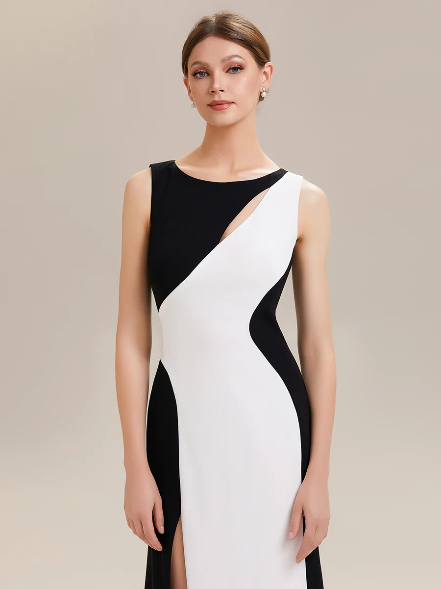 Commercial Wholesale Strapless High Stretch Bodycon Round Neck Maxi Wedding Guest Dress